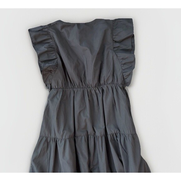 Abercrombie Black Tiered Mini Dress Size MT Medium Tall Ruffle - Picture 4 of 6